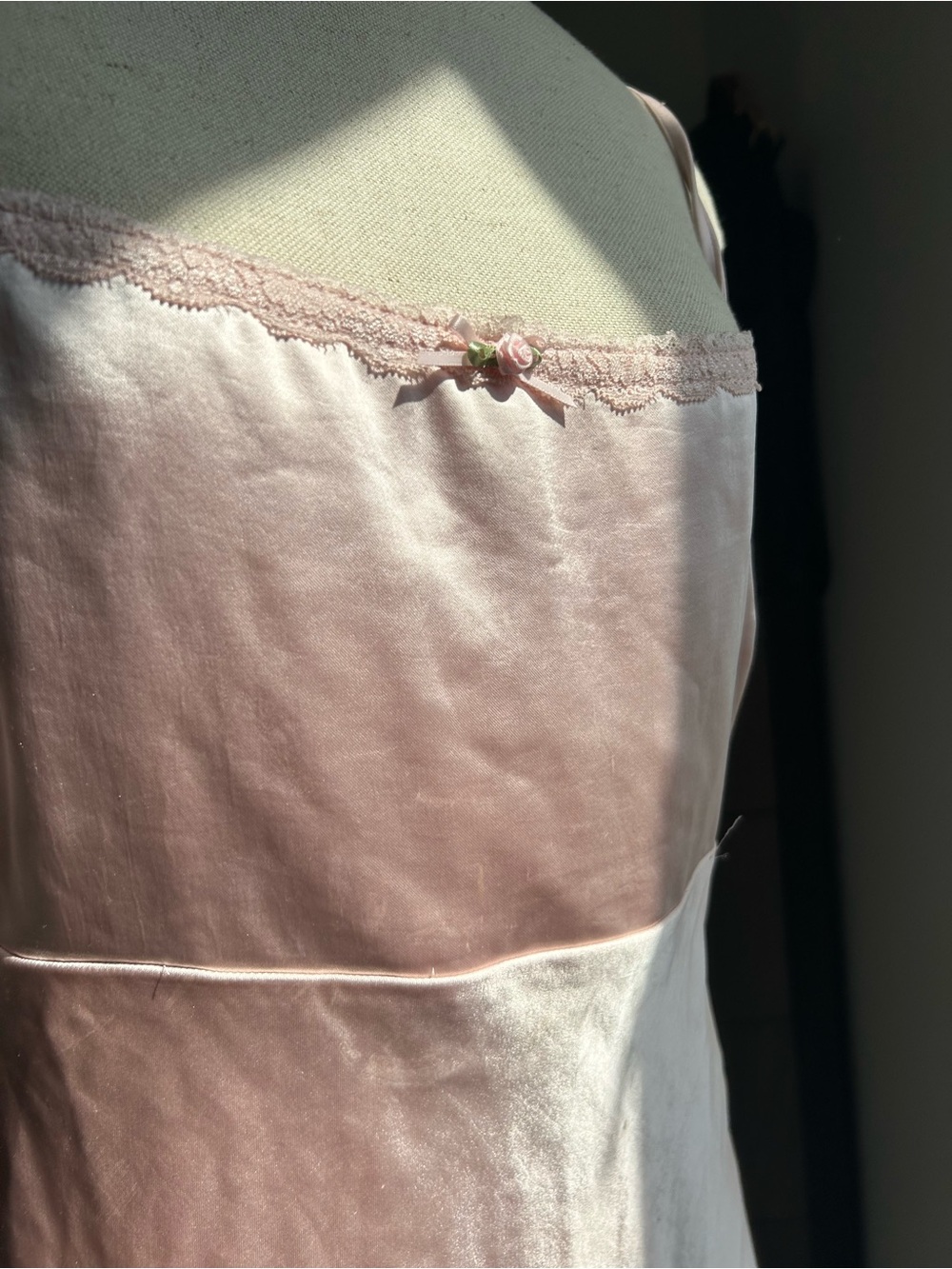 Lush Blush Pink Satin Lace-Trim Slip